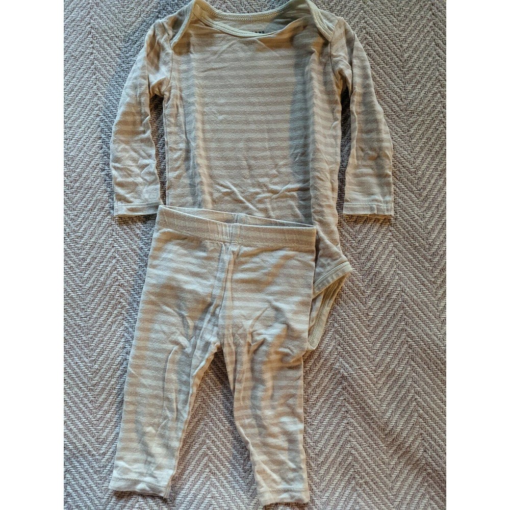 Hart + Land Blush Striped Bamboo Bodysuit and Pants 3-6m
